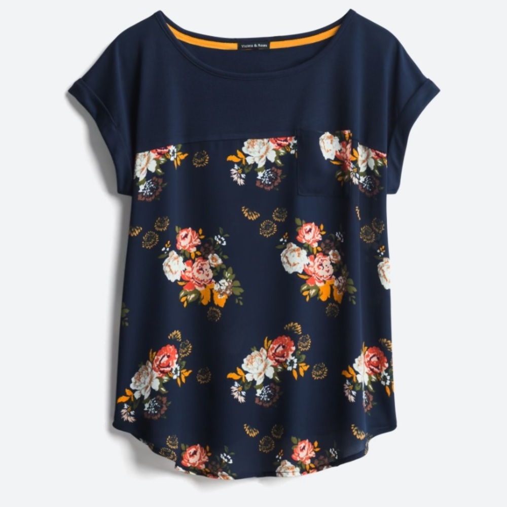Violets & Roses Navy Top